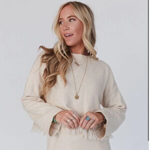 SOLD Fall Into Place Sweater Top - Oatmeal